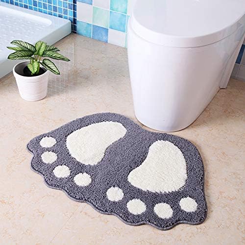 HUAHOO Big Feet Bath Toilet Mat Area Rugs Carpet Doormat Floor Mat Absorbent Mats Bathroom Rugs Bedroom Living Room Kitchen Foot Pad Rug (GradeA Non-Slip 16''x24'', Gray)