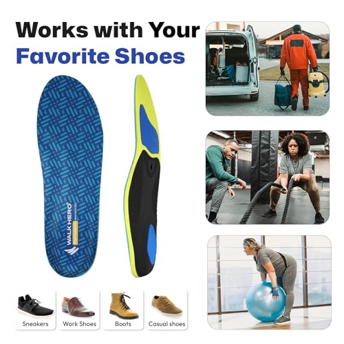 Image of WalkHero 220+ lbs Plantar Fasciitis Insoles Medium Arch Support