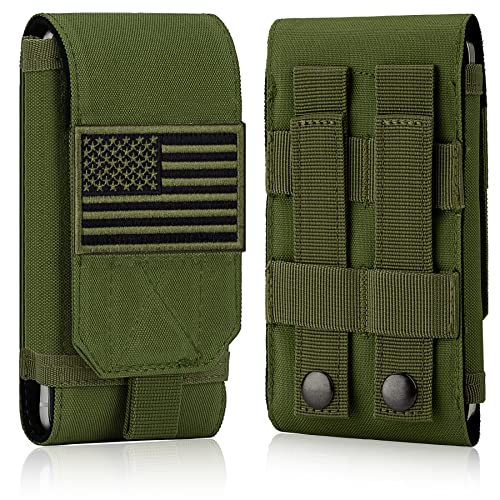 IronSeals Tactical Molle Phone Cover Case, Heavy Duty Loop Belt Holster Pouch with Flag Patch for iPhone 17 Pro Max/Air/17 Pro/17/16 Pro Max/15 Pro Max/14 Pro Max/13 Pro Max, for Galaxy S24 Ultra