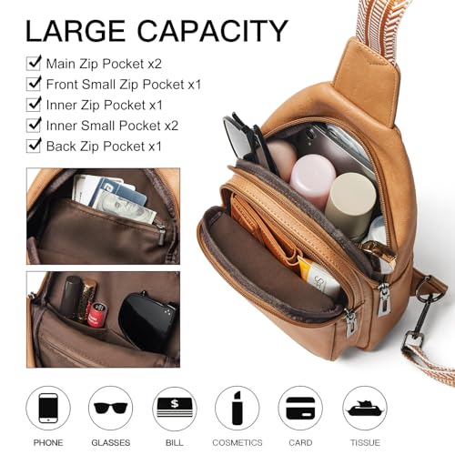 Image of LATMAP 7L Sling Bag for Women Men Crossbody Belt Bag Small Travel Sling Backpack Anti Theft Chest Daypack Purse Faux Leather