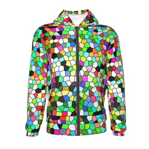 Colorful Tie Dye Stained Glass Kids Pullover Hoodies Boys Zip Up Sweatshirts Girls Athletic Clothes with Pocket2