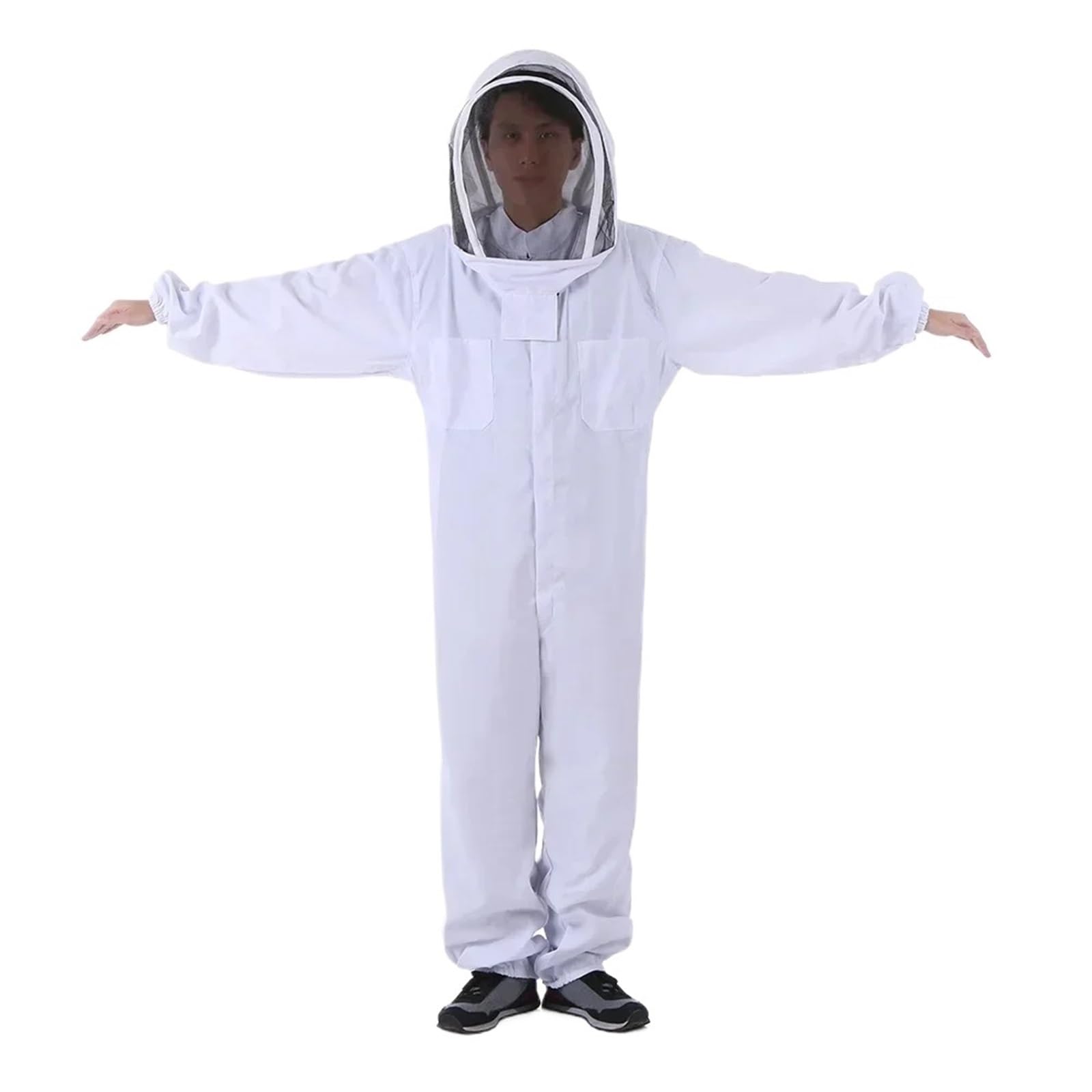 Traje de apicultor Profesional 1 juego de traje apicultura protección corporal completa, algodón, con velo, capucha y sombrero(XL-choose a larger)
