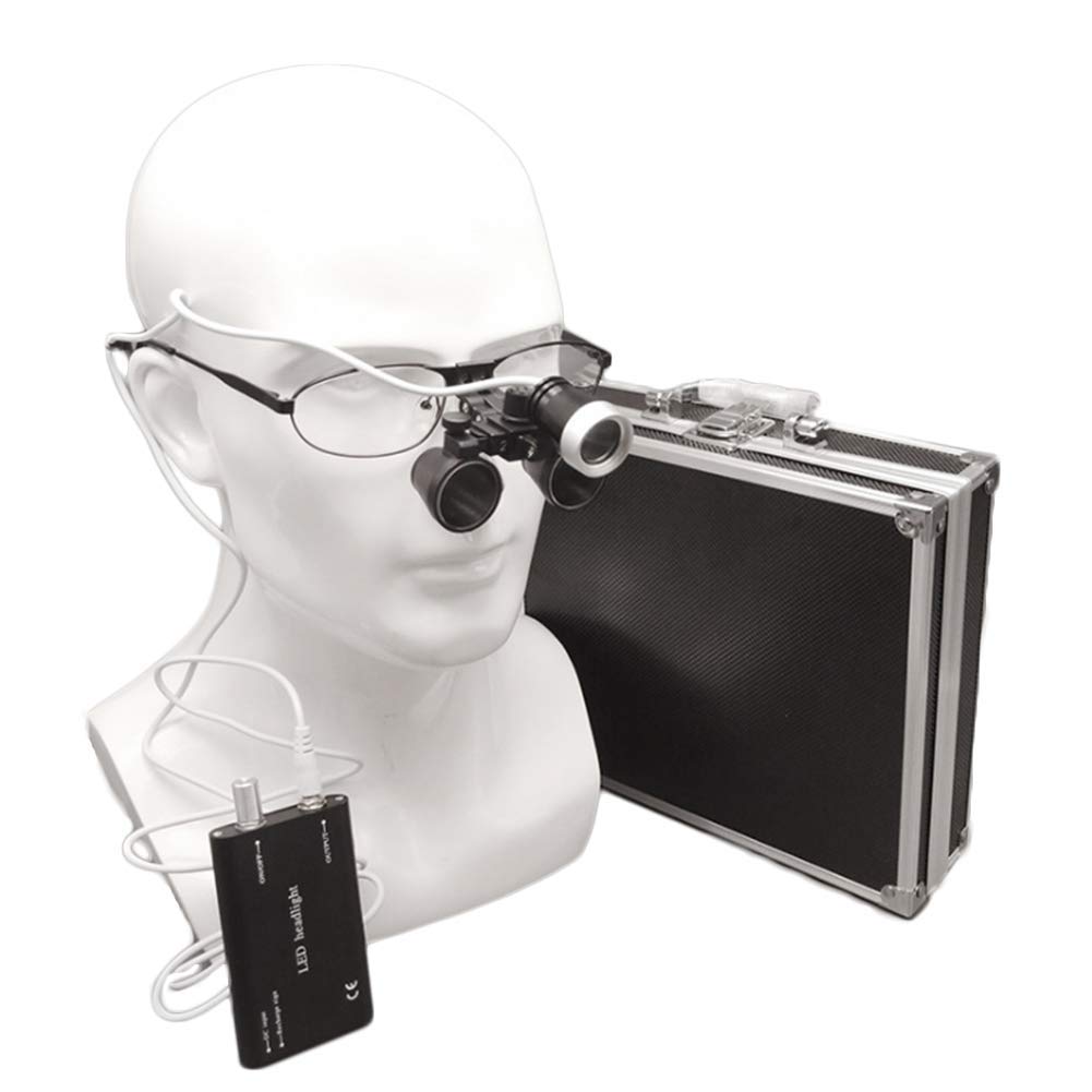 HTTGDGDH Loupes Portable Binocular Loupes Magnifier 2.5X 3.5X 420Mm Optical Glass + 3W Led Headlight