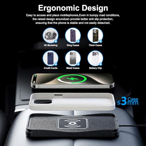 Image of 15W Non-Slip Wireless Car Charger Pad Type-C