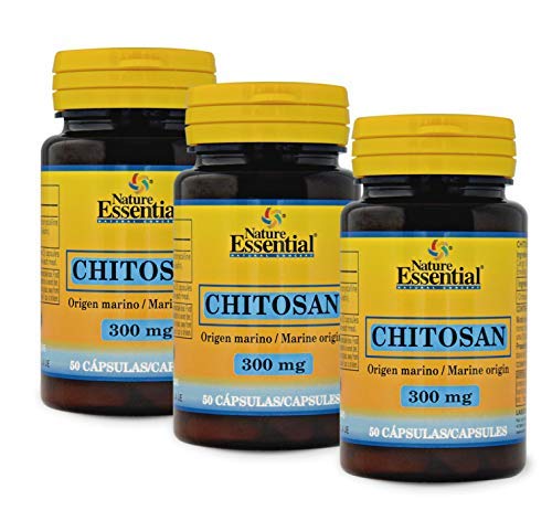 Nature Essential | Chitosán 300 Mg | Efecto Saciante Y Reductor Del Apetito | Ayuda A Mantener Constantes Los Niveles De Azucar En Sangre | 50 Cápsulas | Pack 3 Unidades