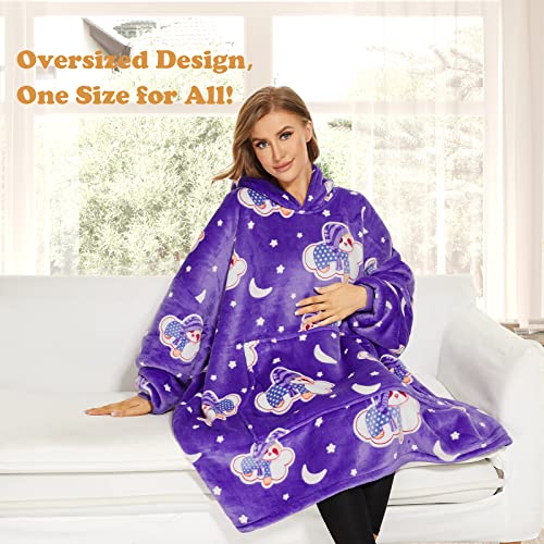 THREE POODLE Wearable Blanket Hoodie for Women, Oversized Sherpa Sweatshirt Blanket for Adults Men, Cozy Hooded Blankets, Glow in the Dark, Gifts for Teen Girls Women Mom Sister