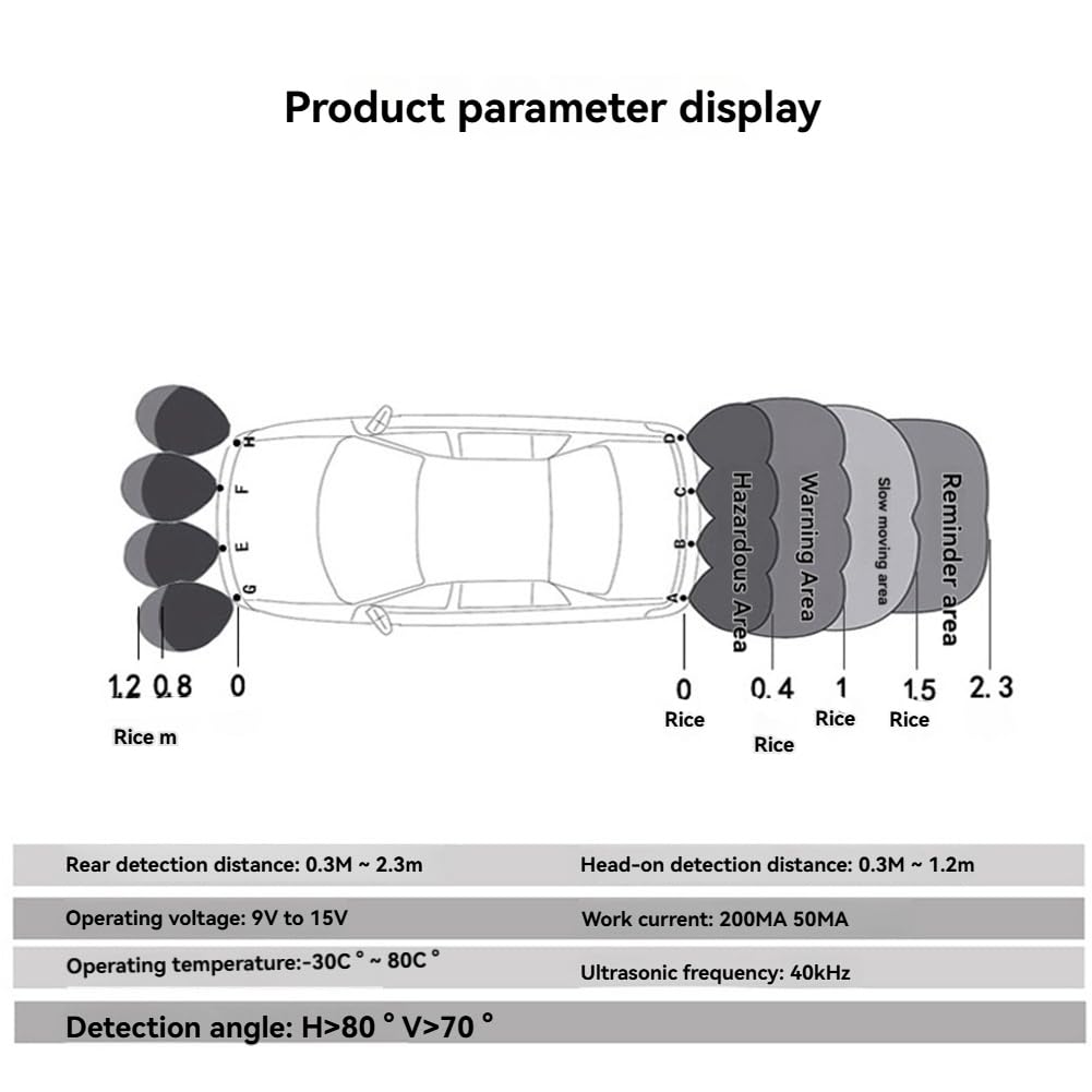 8 Capteurs de Stationnement Parktronic pour Voiture Radar de Recul Électronique Automobile Détecteur D'Assistance de Stationnement Kit avec Buzzer A