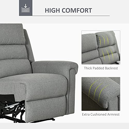 Homcom Modern Loveseat Recliner Sofa With Linen Fabric And Thick Sponge Padding, 2 Seater Couch Recliner Couch Manual Reclining Sofa Loveseat Couch Living Room Furniture, Gray #TOP3