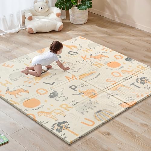 Tapis à ramper épais Sour Lemon tapis de jeu pliable 120x120cm pour protéger bébé du sol