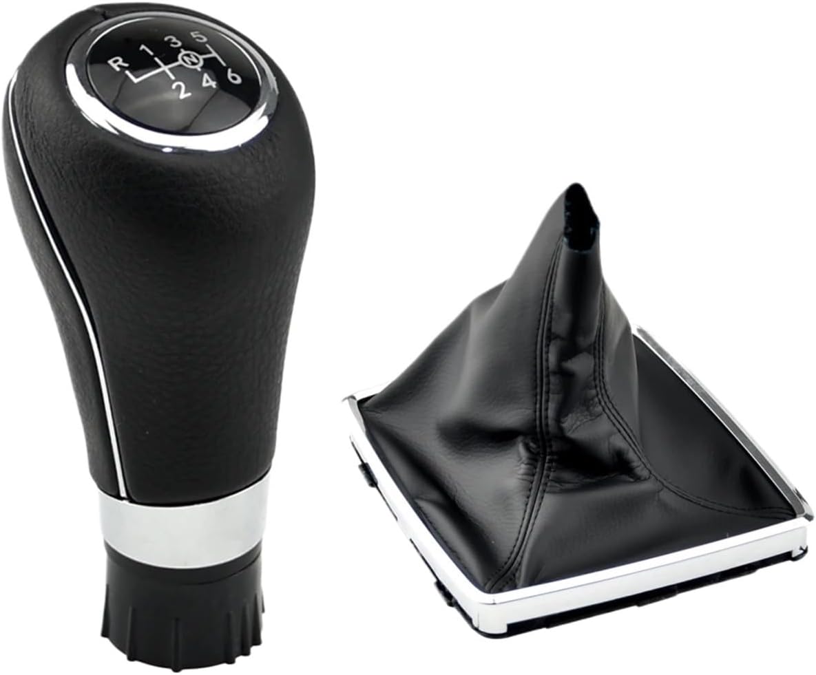 Manual Leather Car Shift Gear Knob Lever Gaitor Boot Cover Compatible For Mercedes Benz W204 C204 C63 C300 C250 W207 A207 W212 2008-2014(Silver)