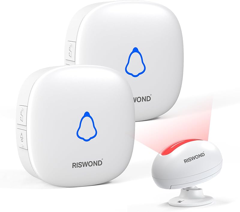 Wireless Motion Sensor Door Chime: Business Entry Doorbell Indoor Alarm | Motion Sensor Doorbell Alarm Buzzer Store Entrance Alert Bell (500Ft Range, 32 Tunes, 5 Level Volume) 1 sensors 2 Receiver
