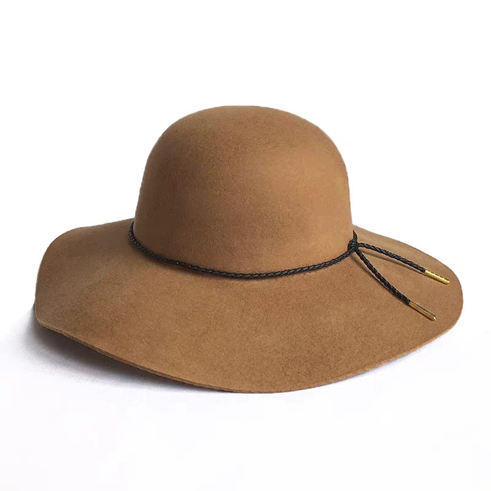 ASSQI Women's 100% Wool Foldable Wide Brim Retro Fedora Floppy Felt Bowler Hat