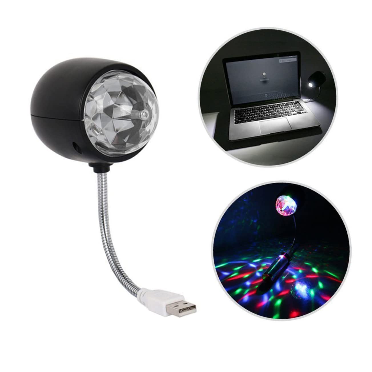Wakauto 1pc Stylish USB Charging Mini Disco Light Reading Lamp Black RGB Light Portable Scene Layout Decoration for Parties Reading Atmosphere