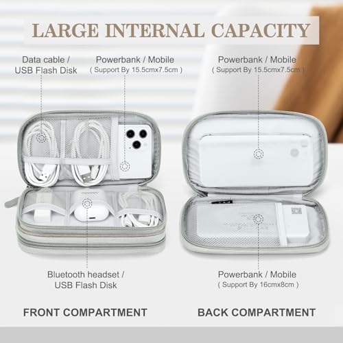 Image of FYY Electronic Organizer, Travel Cable Organizer Bag Pouch Electronic Accessories Carry Case Portable Waterproof Double Layers All-in-One Storage Bag for Cable, Cord, Charger, Phone, Earphone Khaki