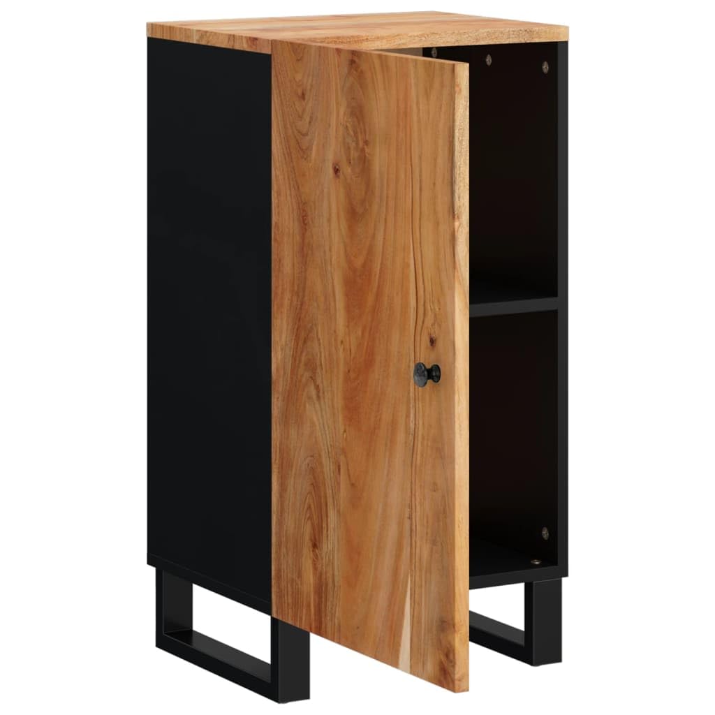 Credenza con anta, 40 x 31 x 75 cm, in legno massiccio di acacia, armadietto da cucina stretto con piano di lavoro per corridoio, soggiorno, sala da pranzo, design robusto