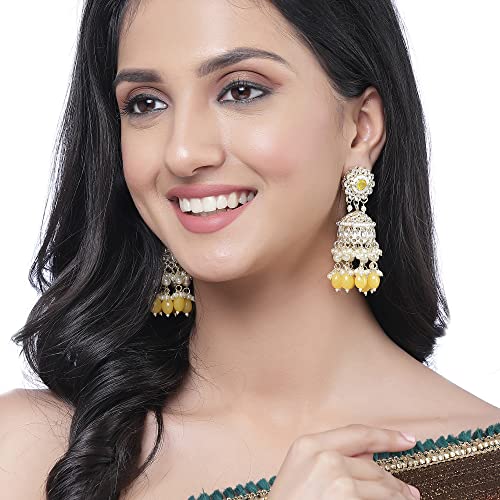 Elegant Flower Shaped Kundan Jhumka Earrings