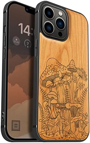 Carveit Wood Case for iPhone 17 Pro Max [Wood engraving & mussel inlay] Shockproof Bumper