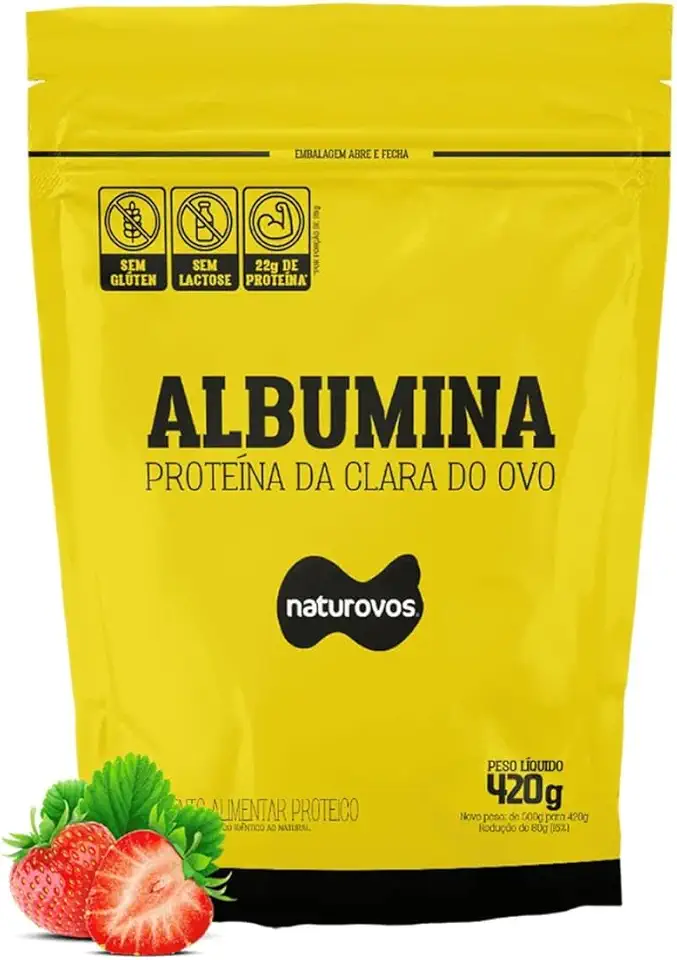 Naturovos Albumina - 420G Refil Morango -