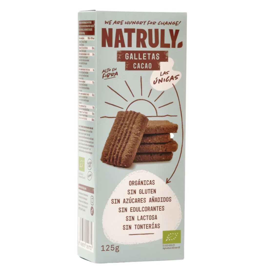 Pack 3 Galletas Natruly Bio 125 g (375 g) | Cacao, Cacao y Naranja y Canela | Ecológicas, veganas y sin gluten | Sin azúcares añadidos ni edulcorantes