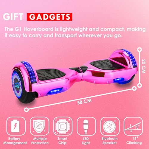 Gift Gadgets G1 Chrome Pink Hoverboard & Hoverkart Bundle | Self-Balancing 6.5" Scooter With LED Lights & Bluetooth | Go Kart for Kids, Teens, and Adults - Image 3