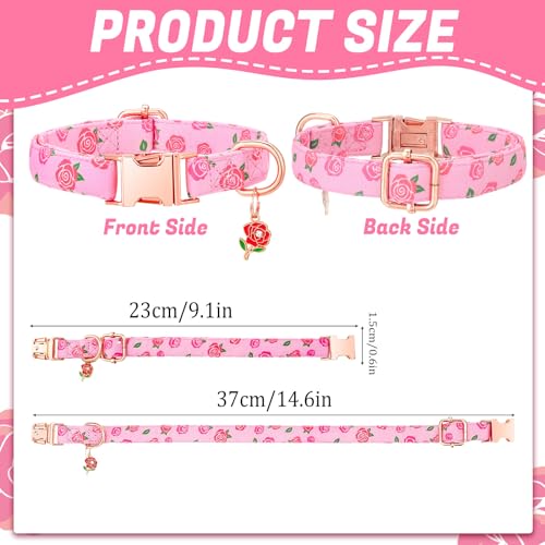 Guiqulai 3 Pack Floral Dog Collars for Small Dogs Pink Dog Collar with Flower Pendant for Girl Female Dogs Adjustable Puppy Collars Pet Collar (9-14.5 inch)