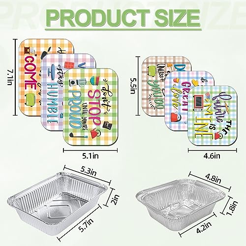 Belleangle 24 Pack Motivational Aluminum Pans With 6 Designs Lids Foil Food Containers Disposable Tin Foil Pans For Home Baking Takeout Meal Prep Freezer #TOP1