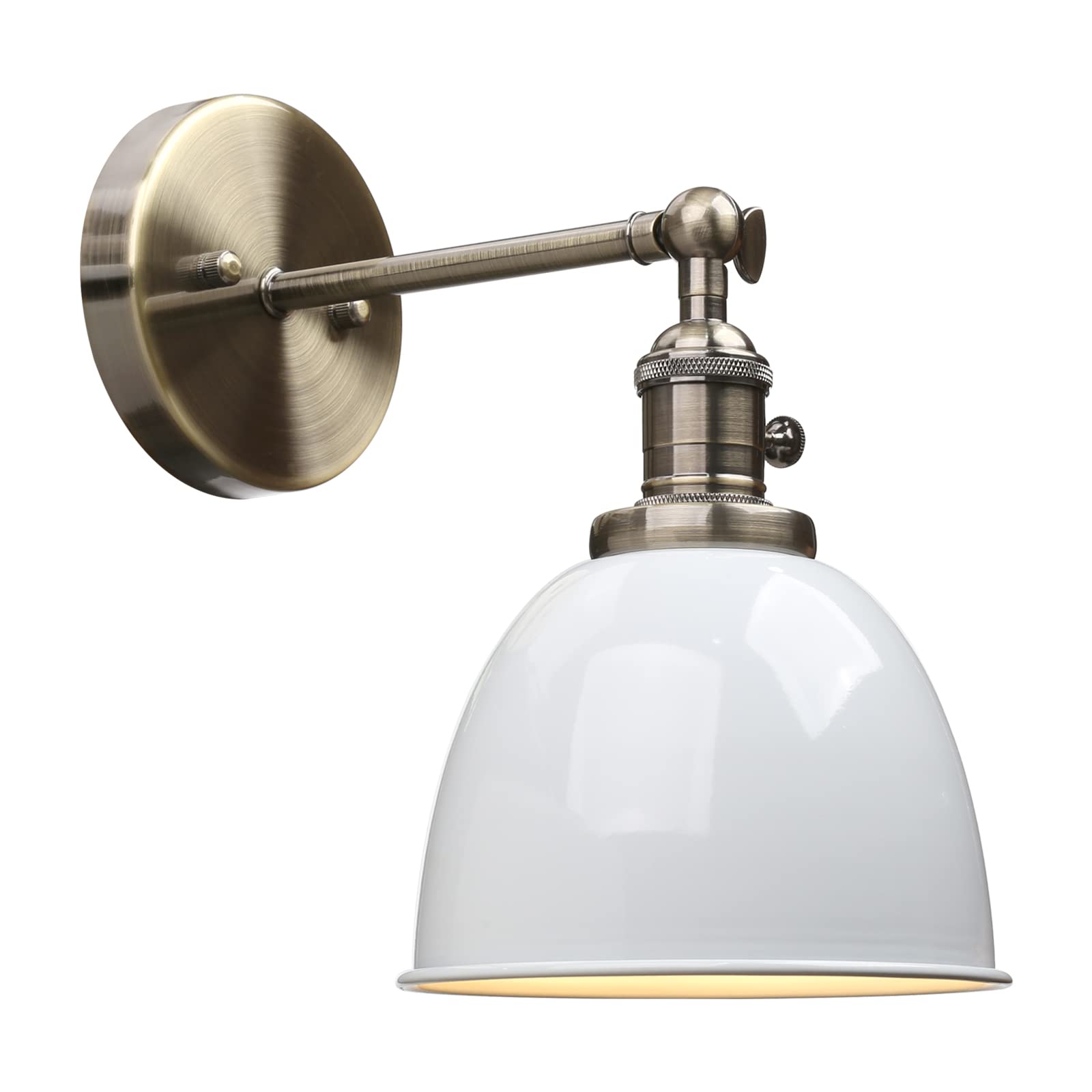 HELCEKOU Vintage Industrial Metal Wall Sconce Light Fixture for Kitchen Bar Loft E27 Lamp Shade in White Color