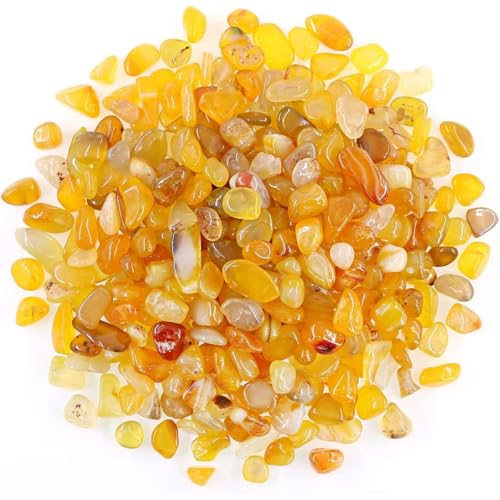 Image of WAYBER Natural Tumbled Agate Quartz Decorative Crystal Stones, 1 Lb Yellow | Lustrous Polished Finish, Rich Long-Lasting Hues, Toxin-Free Material, Perfect for DIY Crafts & Home Decor