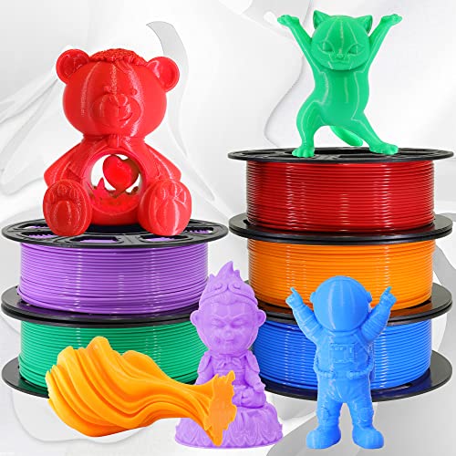 Image of 1.75mm 5 Spools 5 Popular Colors PLA 3D Printer Filament in 1 Bundle, Red /Purple /Green /Blue /Orange, Each Spool 0.25kg, Total 1.25kg PLA 3D Printing Material, 250g x 5 Spools