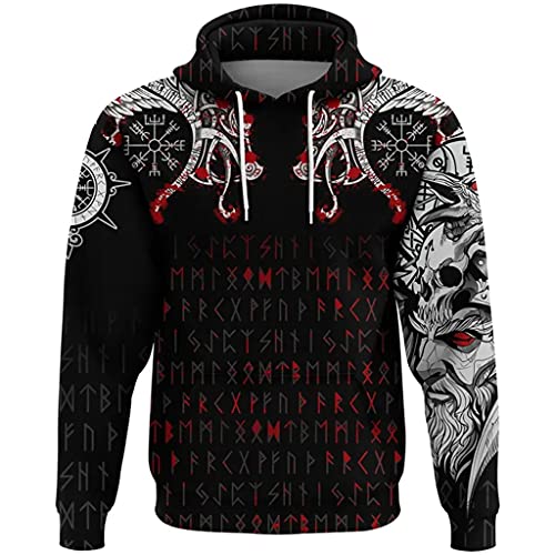 Sweat à capuche Viking loup et runes Odin imprimé 3D pour style Harajuku décontracté