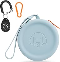 Vista 20 de WALLFID Bolso de silicona para golosinas de perro, pequeño, con clicker de entrenamiento para mascotas, bolsa para caminar para perros y gatos