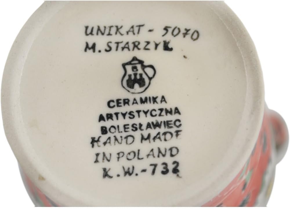 Polmedia Polish Pottery Bottle UNIKAT - Spring Blossom Harmony Pattern Handmade in Boleslawiec Poland by Ceramika Artystyczna + Certificate of Authenticity
