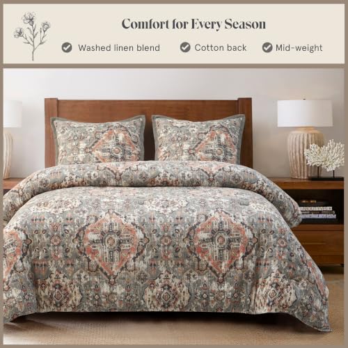 Image of HiEnd Accents Carmen Kilim 3 Piece Full Taupe Boho Bedding Comforter Set