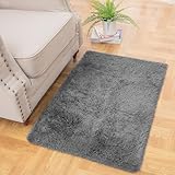 Ophanie Small Throw Rugs for Bedroom, 2x3 Non Slip Mini Area Rug, Affordable Fluffy Grey Carpet, Door Entryway Indoor Inside Front Entrance Dog Mat, Home Decor Aesthetic, Nursery