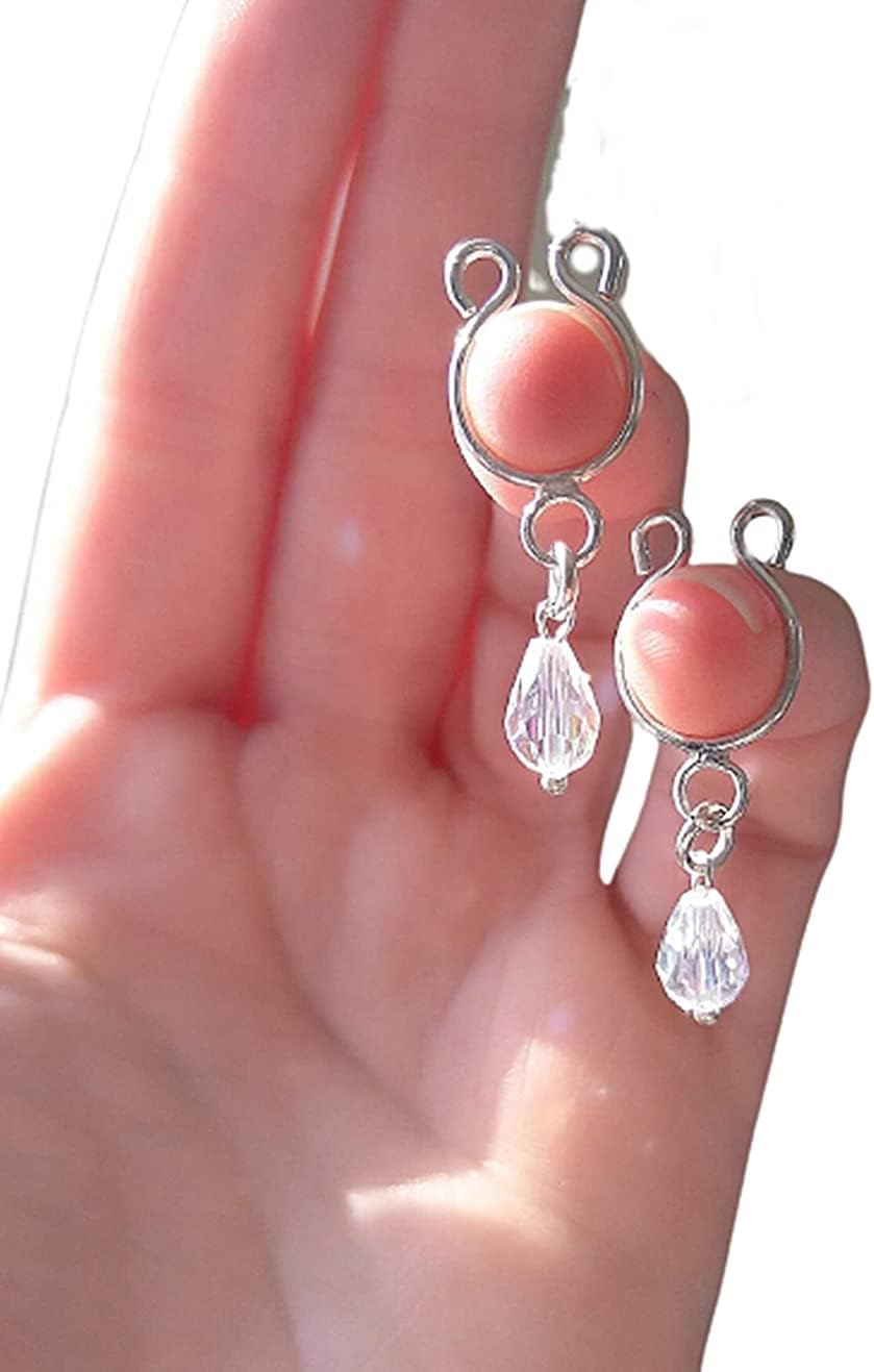 Handmade Nipplerings Non Piercing Nipple Rings with glass crystals Faux piercing Body jewelry Two Nipple Piercings
