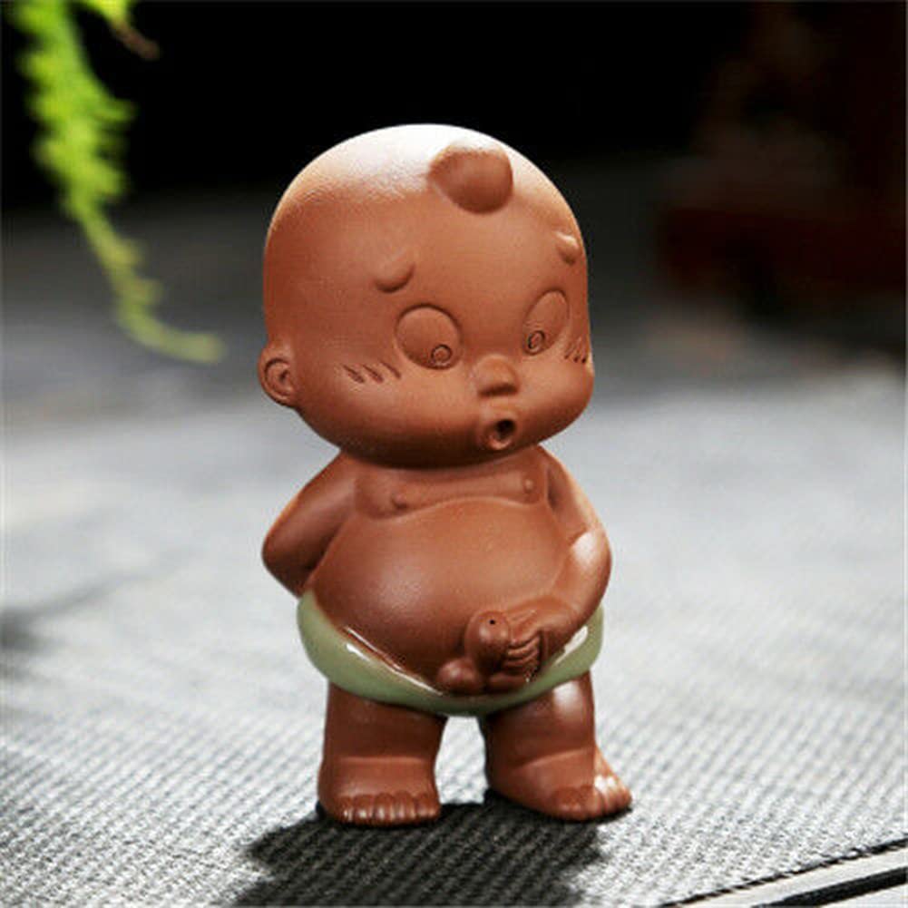 aus Small Monk Pee Doll Water Squirt Tea Pet Ceramic Purple Clay Tea Play Statue