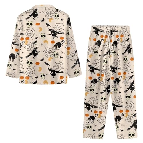 2-Piece Pajamas Set for Men Long Sleeve Button Down Sleepwear V-Neck Casual Lounge Set with Pockets3