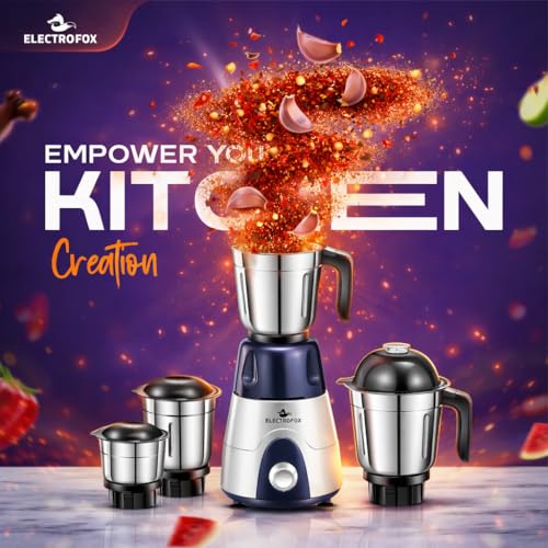 Image of Electrofox Hilux Powerful Heavy Duty Motor 1000 W Juicer Mixer Grinder For Juicing, Mixing and Blending (Hilux 1000W | 4 Jars | Navy White) 6 Year Warranty