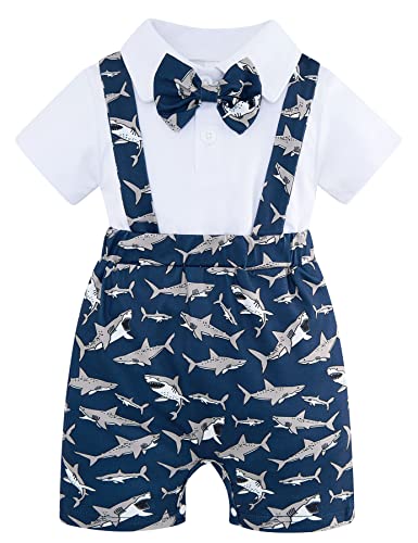 Image of BFUSTYLE 3-6 Month Romper Cute Shark Baby Shower Romper Fish Animal Bodysuit for Baby Boy Newborn Infant Toddler