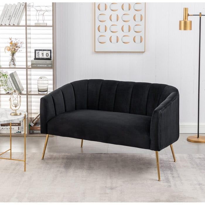 Image of 2-Seater,Loveseat Sofa Couch for Home and Living Room Bedroom & Office and Hallway Sofa (Black)