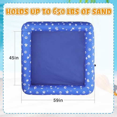 59\" x 59\" Inflatable Kids Sandbox with Cover - Easy Assembly Outdoor Sandbox, Large Capacity Kids Sand Box Pit for Backyard Garden, Summer Toys Gift for Boys Girls Ages 3-8 - Thumbnail 2