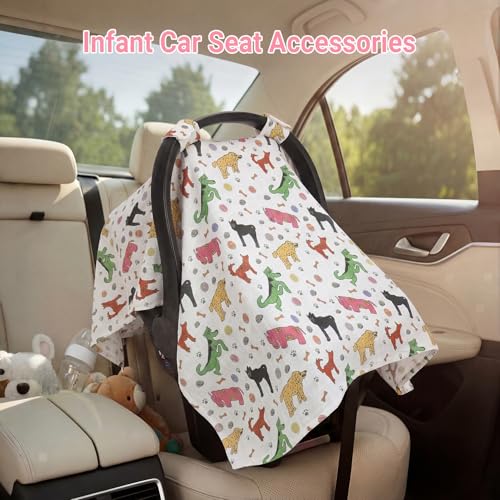 Image of Metplus Car Seat Cover Baby, 100% Muslin Cotton Infant Carseat Covers for Boys and Girls, Lightweight Breathable Canopy, Summer Stroller Sun Shade, Newborn Travel Essentials(Dog)