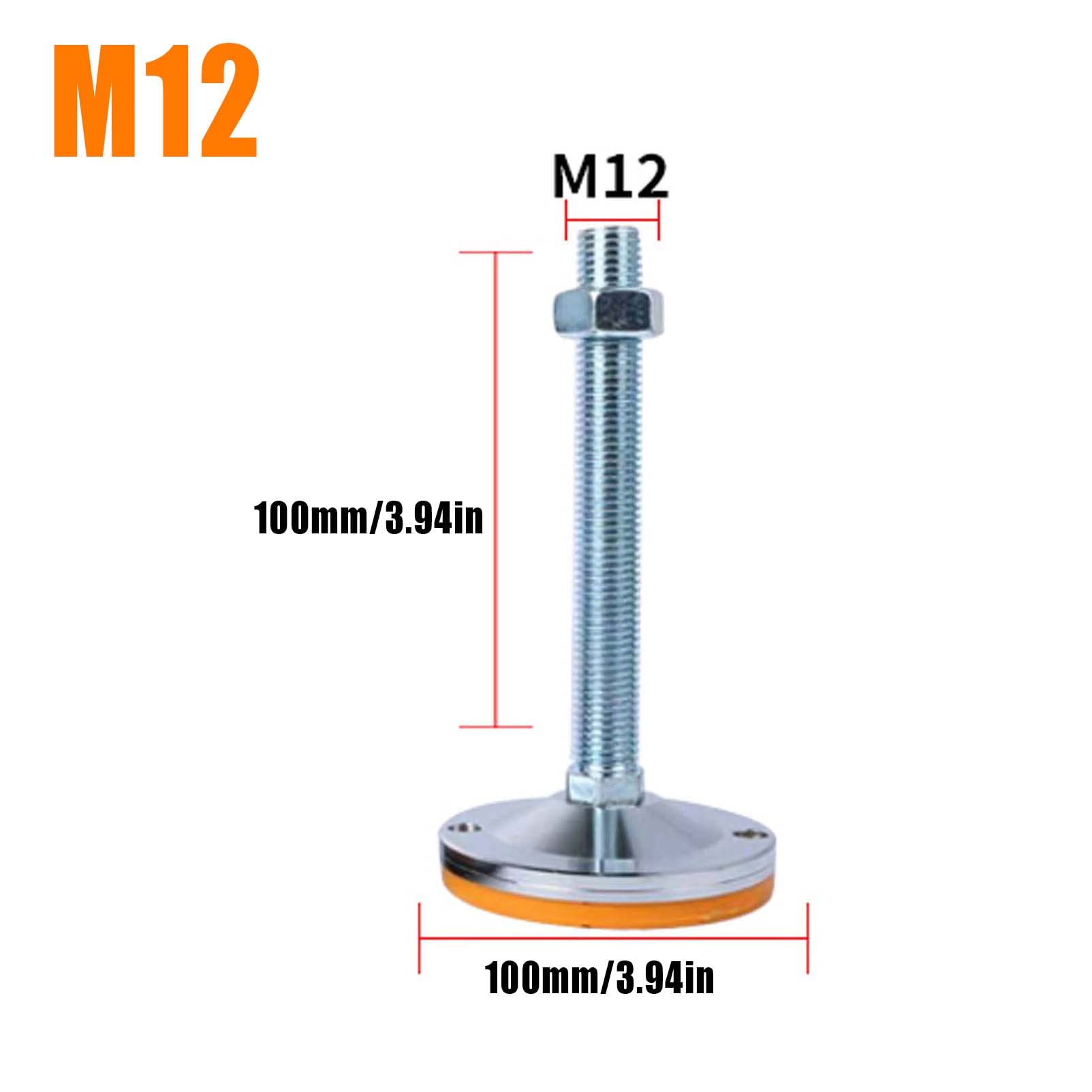 2 Piezas Niveladores para Mueble de Pie,M12 Patas Ajustables Regulables para Muebles Metal para Muebles Armarios Máquina Patas Patas de Mesa de Apoyo (D100xH100mm,M12)