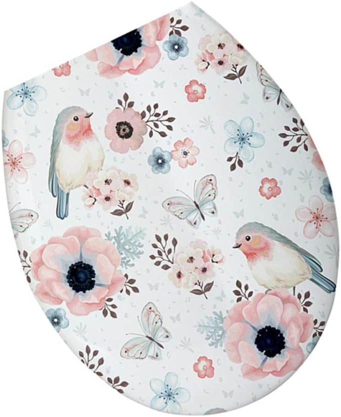 18 Inches Thickening Printed Toilet Lid U-Shaped Seat Cover Universal Plastic Creative Patterns