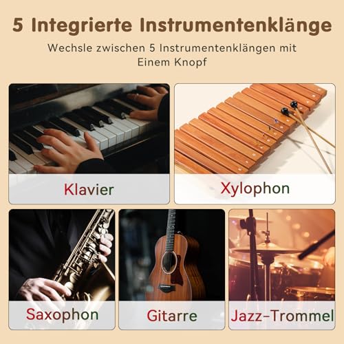 Pup Go Tragbares Elektronisches Klavier-Spielzeug für Kinder ab 2 Jahren, Regenbogen-Touchscreen-Tasten mit buntem Licht, 5 Instrumentenklänge, 13 Demolieder, tragbare Musik-Tastatur für Kleinkinder