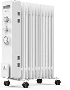 VonHaus Oil Filled Radiator 11 Fin, Heater Portable Electric Free Standing 2500W for Home, Office, Any Room – 24 hour Timer, Adjustable Thermostat, 3 Heat Settings, 4x Wheels, 1.5m Power Cable
