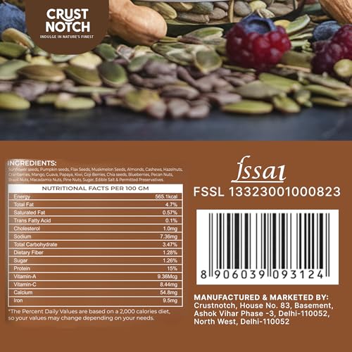 Image of CrustNotch Seed Nuts & Berry Mix(Powerhouse delight) | Finest Variety of Nuts, Seeds & Berries | Healthy Superfood Snack - 250GM