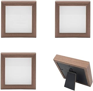 4 PCS 4x4 Shadow Box Picture Frame, Small Display Frame with Glass Cover, Wall Mounted & Tabletop, for Mini Flower, Stamp, Photos, Memorabilia, Crafts, Badges, Shells
