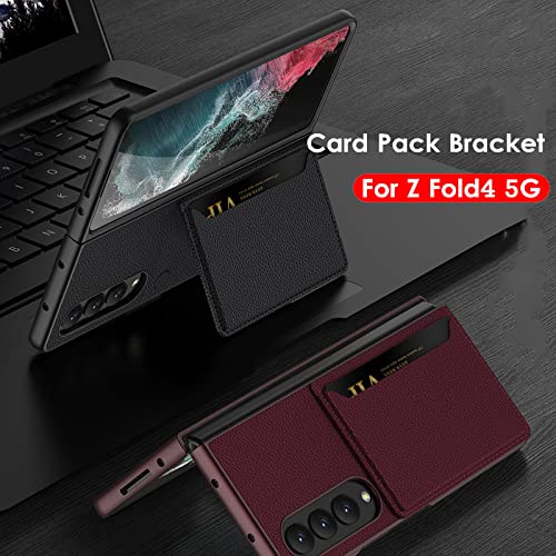Étui portefeuille Galaxy Z Fold 4 en cuir marron avec support rigide - 6