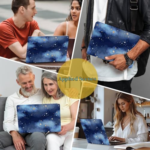 Funda MacBook Air 15 M4 M3 M2 diseño resistente de estrellas y nubes con protector teclado 6